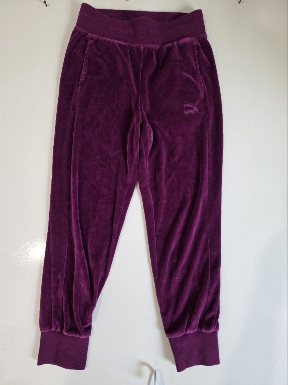 Puma Women's Velvet Track Joggers in Plum Size L